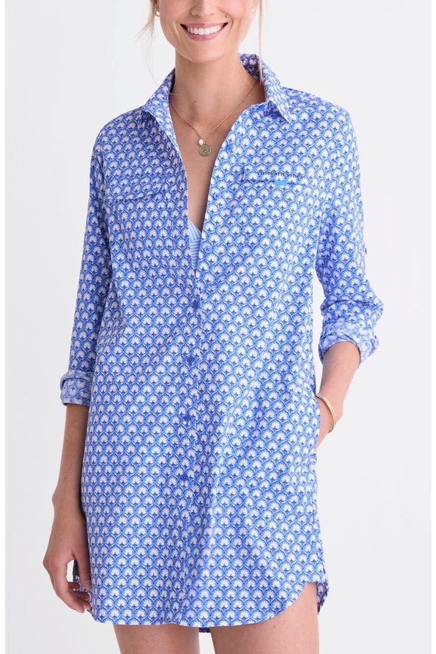 VINEYARD VINES Harbor Long Sleeve Cover-Up Shirtdress Size 6